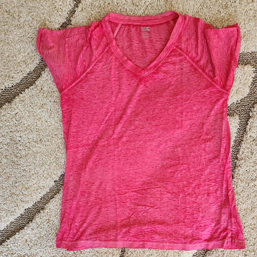 Vibrant Pink V-Neck Short Sleeve Women's Tee